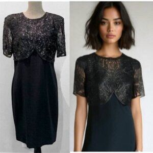 Neiman Marcus Black Sparkling High Society Beaded Dress size 10